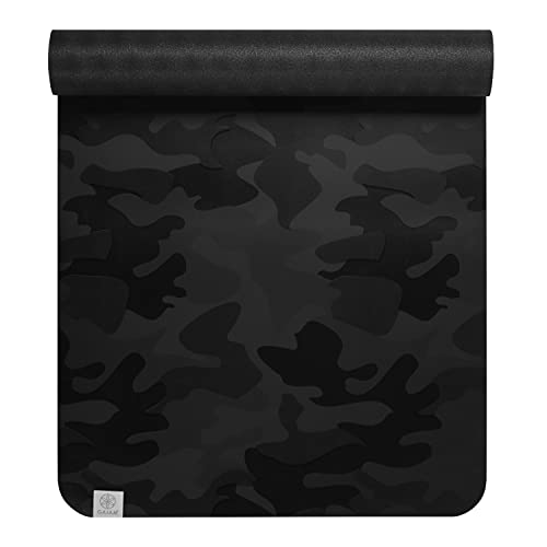 Image of Gaiam Dry-Grip Yoga Mat - 5mm Thick Non-Slip Exercise & Fitness Mat for Standard or Hot Yoga, Pilates and Floor Workouts - Cushioned Support, Non-Slip Coat - 68 x 24 Inches
