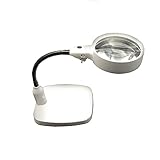  EUROXANTY Lupa de Sobremesa  Lupa Iluminadora Led  Lupa Sobremesa con Lente de Vidrio Doble para Lectura, Soldadura y Manualidades  Blanca 