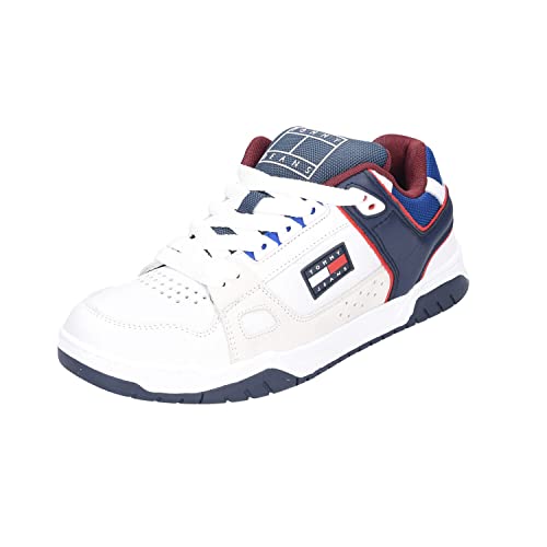 Baskets basses en cuir homme Tommy Jeans Ref 58254 en blanc