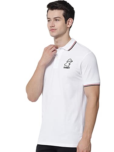 Image of RABBY Men's Cotton Regular Fit Polo T-Shirt with Contrast Rib