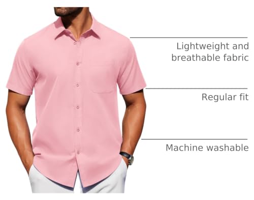 Image of Alimens & Gentle Men's Short Sleeve Dress Shirts Wrinkle Free Untucked Casual Button Down Shirt