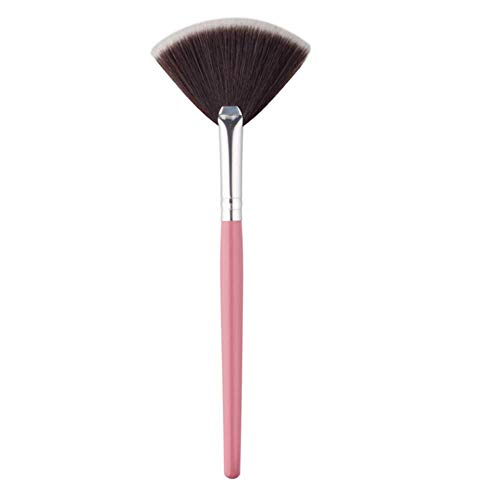 Make Up Brushes, Portable Slim Handle Fan Shape Makeup Brush Powder Foundation Cosmetic Tool - Silver&Pink Adorable Quality and Practical