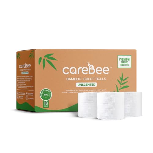 Bamboo Toilet Rolls | Unscented | 3-Ply | 100% Bamboo | Plastic-Free Packaging | 200 Sheets Per Roll | Biodegradable Compostable & Eco-Friendly | Vegan (18 Pack)