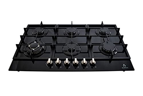 SUPRA Parrilla a gas de 6 quemadores para empotrar de 87 cm Mod. DIAMOND GLASS