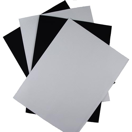 Image of KCS 4 pc of 12 inch x 18 inch(30cm x45cm) 14CT Counted Cotton Aida Cloth Cross Stitch Fabric (White+Black)