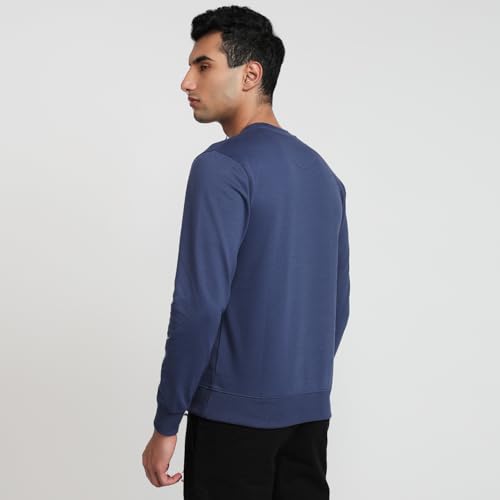 Image of Park Avenue Men Slim Fit Solid Pattern Cotton Polyester Blend Round Neck Full Sleeve Casual Sweatshirt