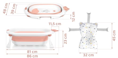 Baignoire bébé pliable stable évite les glissades avec son coussin de bain - 7