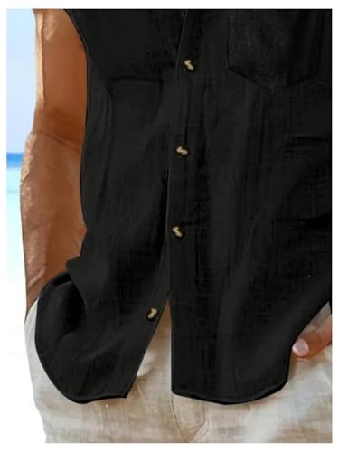 Men's Summer Beach Tank Shirts Casual Sleeveless Button Up Shirt Resort Wear3