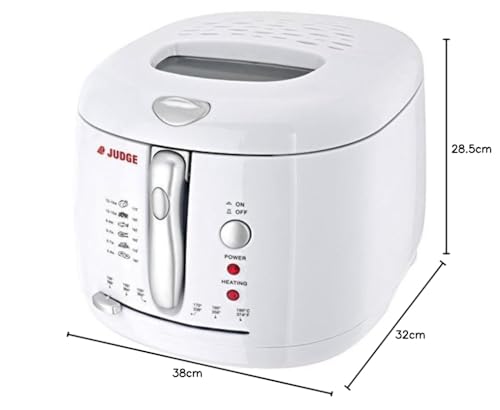 Judge Deep Fryer, Low Odour, Adjustable Thermostat (130°C - 190°C) with Non-Stick Interior, 1500W, 2.25L – 2 Year Guarantee