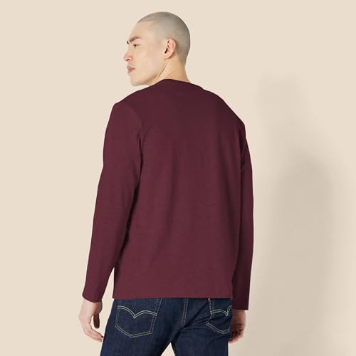 Amazon Essentials Camiseta de Manga Larga de Ajuste Normal Hombre, Burdeos, L