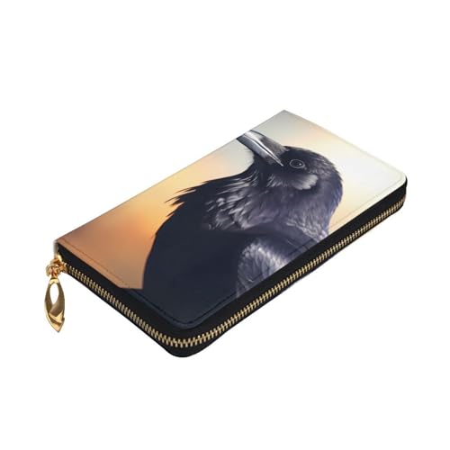 Ravens Prints Leather Long Clutch Wallet for Fashionable Girls and Women - Durable, Stylish, and Functional, Black, One Size3