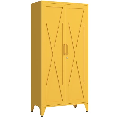 Aqetbfi X-Shaped Door Wardrobe with Lockable and Adjustable partitions Metal