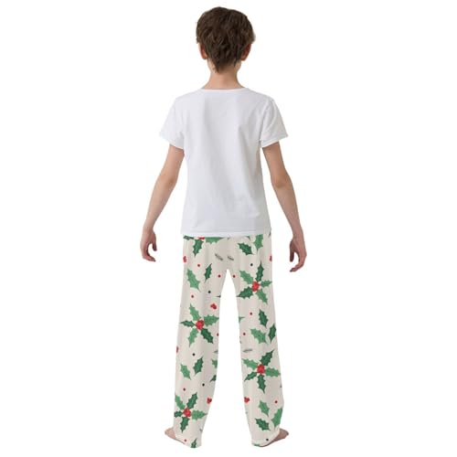 Boys' Pants Mistletoe Christmas Berries Long Bottoms Jogger Pants Elastic Waist Trousers with Pockets S-XL3