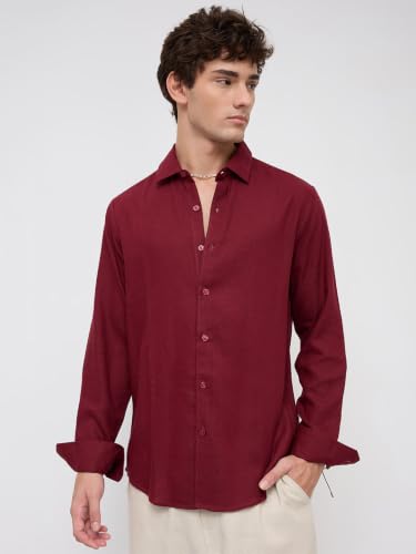 Image of VASTRADO Elegant Maroon Everyday Shirt