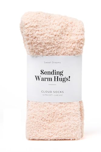 Unboxme Gifts Sending Warm Hugs Socks - Warm & Cozy Ultra-Luxe Cloud Socks for Women & Men - Super Soft Luxurious Fabric Sleep Socks for Him & Her