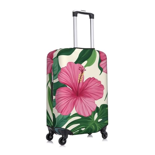Pink Hibiscus Flowers Travel Luggage Covers For Suitcase Elastic Suitcase Protector Anti-Scratch Spandex Baggage Covers Fits 18-32 Inch Luggage X-Large3