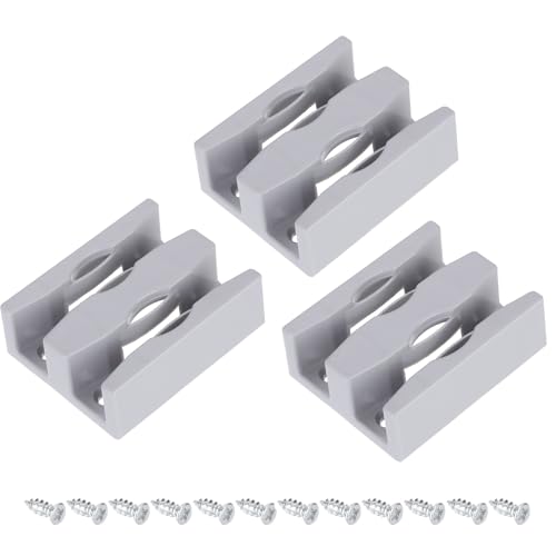 uxcell Sliding Shower Door Bottom Guide for 1/2 in Frameless Glass Shower Door, 3pcs 53mm Width Shower Door Double Track Limit Sliding Guide with Screw, Gray