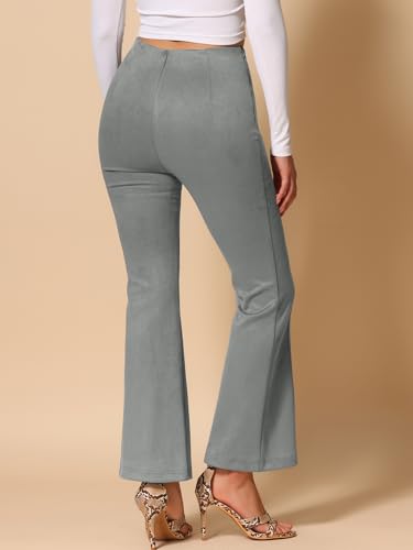 Image of Allegra K Women's Faux Suede Pants Business Casual Wide Legs Bell Bottom Flared Trousers