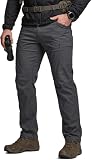 CQR Men's Active Flex Tactical Pants, Water Resistant Lightweight Stretch Cargo Work Hiking Pants, Sierra Charcoal, 32W x 32L