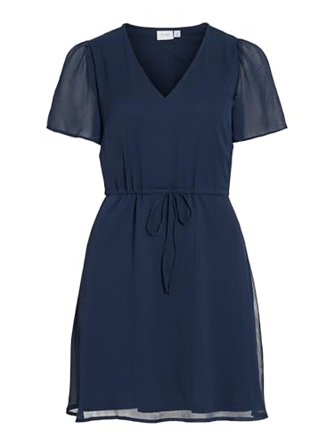 Robe courte col en V VILA Vifalia anti-froissement coupe droite chic