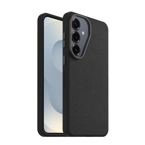 Image of OtterBox Samsung Galaxy S26+ Symmetry Series Cactus Leather Case - Noir Ash (Black), Ultra-Sleek, Wireless Charging Compatible, Raised Edges Protect Camera & Screen,