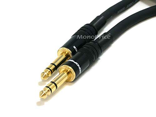 Image of Monoprice 1 /4-Inch TRS Male to Male Cable - 6 Feet - Black, 16AWG, Gold Plated - Premier Series