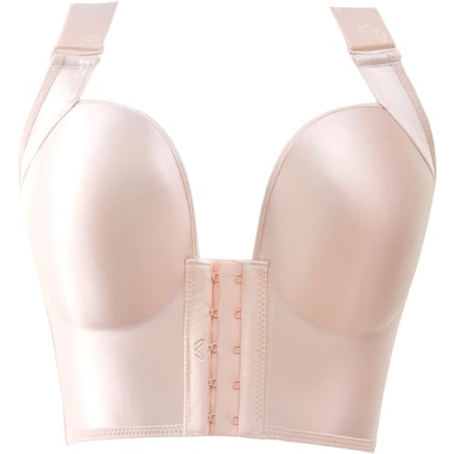 LINGMEOW Sujetador corrector de postura inalámbrico con cierre frontal y cobertura completa para mujer con tirantes anchos ajustables y soporte de espalda, rosa, 38 / 36B