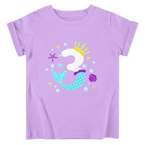 Image of Lovekider Girls Birthday T Shirts Cotton Short Sleeve T-Shirts Tee Party Clothing 3-6 Years