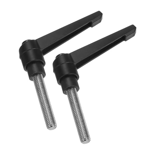 Image of uxcell 2pcs Clamping Lever Handles, M8 x 45mm 304 Stainless Steel Threaded Male Stud, Adjustable Handles Locking Quick Release Ratchet Push Button Bolt Knobs, Black