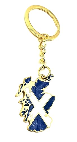 SNS Components Porte-clés en métal émaillé Motif carte du Saltire écossais