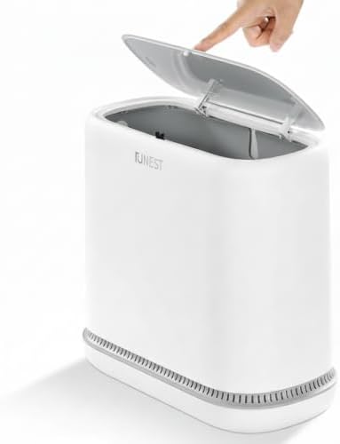 funest 3.3 Gallon Bathroom Trash Can with Push Lid, Dog Proof, White