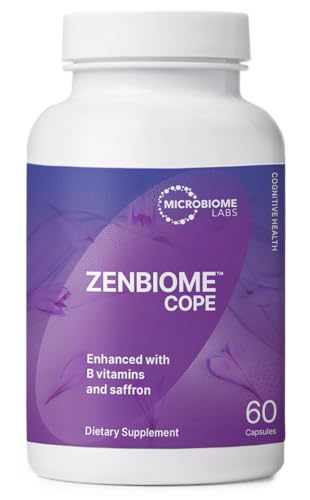 Microbiome Labs Zenbiome COPE - Probiotic Mood Support Supplement with Vitamin B6, B12 & Saffron Extract - Gut Health Probiotics for Women & Men - Support The Gut-Brain Axis (60 Capsules)