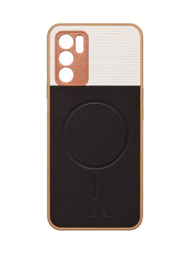 Image of Bintage 2in1 Hard Slim Back Case | Soft Border Camera Protect | Dual PU Leather Finish Back Cover Compatible for Oppo A16 4G - White & Cherry Brown