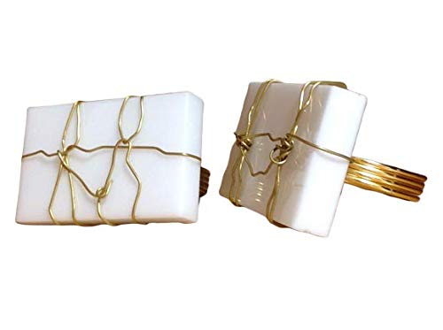 James Scott Gold & White Bar Napkin Rings Set of 4 for Dinning Table Parties Every Day All Ring Sets are Presented in a Luxury Gold Gift Box!