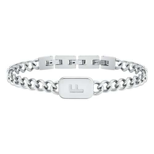 VNOX Initial Bracelet for Men Boys - Simple Mens A-Z Letter Cuban Link Chain Bracelets, Adjustable Solid Stainless Steel Jewelry Gifts for Men Dad Boyfriend F Silver