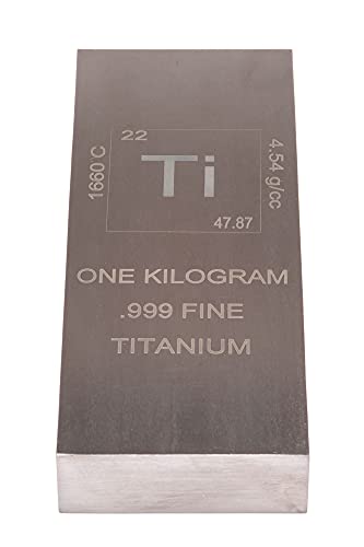 Titanium Bar - 1 Kilo Laser Engraved .999 Pure Bullion Bar Chemistry Element Design by Unique Metals