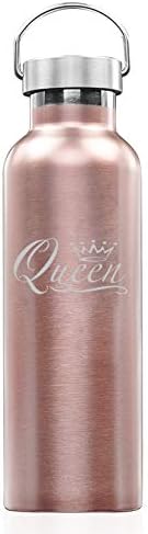 Rose Gold Double Wall Vacuum Insulated Stainless Steel Tumbler Travel Mug Queen Fancy (25 oz Water Bottle)