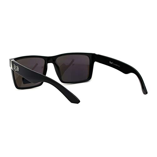 Image of Locs Colored Reflective Black Rectangular Gangster Hardcore Sunglasses