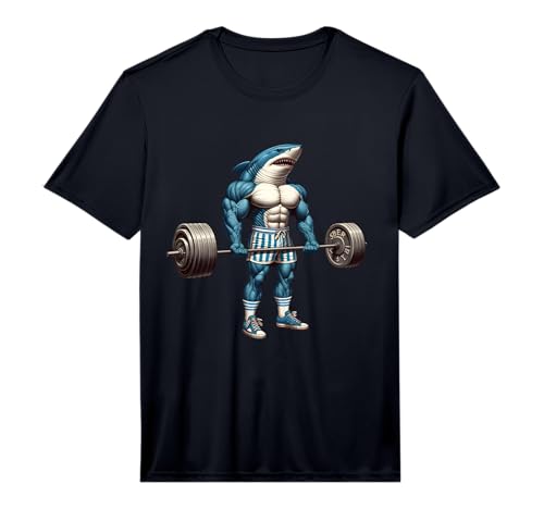 Vintage Shark Weightlifting Bodybuilder Muscle Fitness Performance T-Shirt