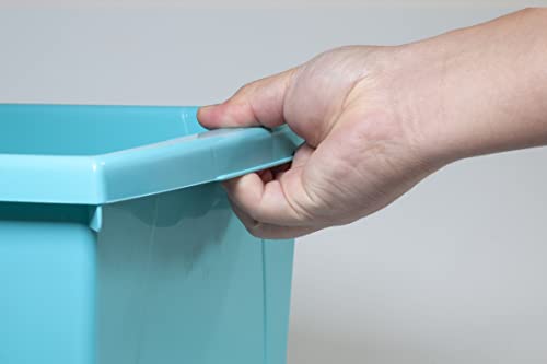 Image of Storex 5.5 Gallon Storage Bin with Lid - Plastic Classroom Organizer for Books and Supplies, Teal, 6-Pack (62746U06C)