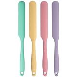 4 Pcs Silicone Jar Spatula Set - Long Handle Sourdough Scraper, Skinny Spatula for Jars, Bottles, and Containers, Non-Stick Heat Resistant Cake Cream Spatulas