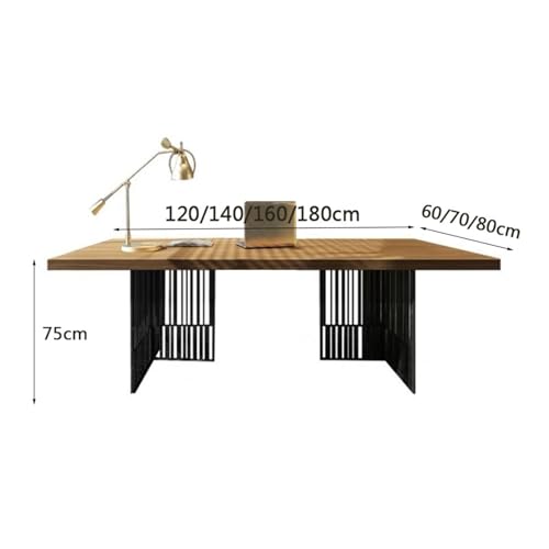 モダン Modern Home Office Desk, Industrial Style Executive Wooden Writing Table Workstation with Black Metal Frame PCテーブル(M) [3]