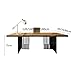 Computer Desk Modern Home Office Desk, Industrial Style Executive Wooden Writing Table Workstation with Black Metal Frame Home Office Desks(L)