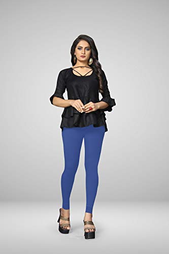 Image of Women's Cotton Skinny Leggings with Ankle Length Solid Pattern Mid Rise and Elastic Closure | Cotton Skinny Leggings for Womens