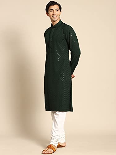 Image of Rajubhai Hargovindas Men Chikankari and Sequin Work Kurta