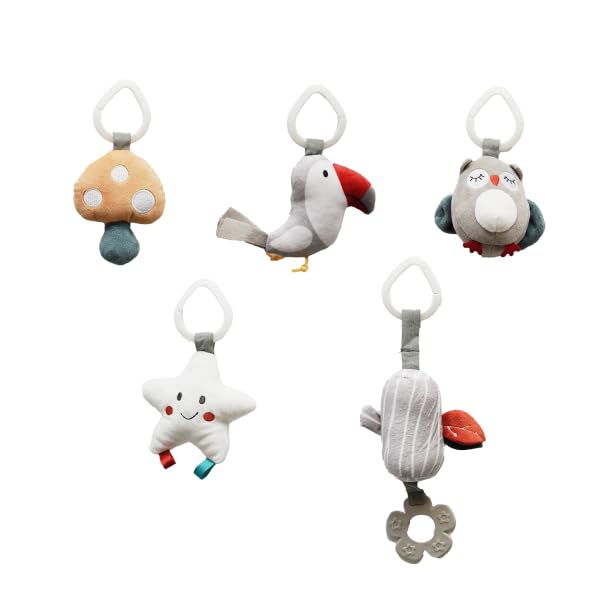 Image of CoocooBaby Play Gym with 5 Sensory Toys, Thick & Plush Playmat for Floor, Tummy Time Mat, Convertible Stage-Based Developemtnal from Baby to Toddler (Toy_Color)