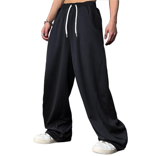 WZIKAI Men's Baggy Sweatpants Elastic Waist Drawstring Wide Leg Sweatpants Casual Loose Baggy Joggers with Pockets4