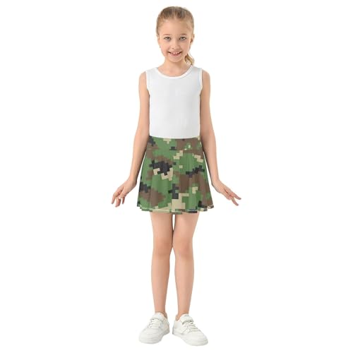 Girls Skorts Athletic Shorts Kids Tennis Skirts Purple Pleated Skort Digital Camouflage Pixelated Green 3t3