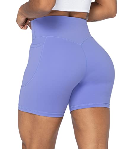 Image of Sunzel No Front Seam Biker Shorts for Women with Pockets, Yoga Workout Gym Bike Shorts with Tummy Control | 3, 5 Or 8-Inch Inseam, High Waisted, No Front Seam, Side Pockets, Buttery Soft, Compression Fit, Squat Proof, Tummy Control