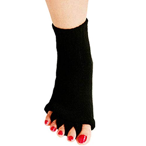 SamGreatWorld Toe Separator Socks, Foot Alignment Socks Yoga Gym Toeless Socks Pain Relief Massage Socks Stretchy Happy Feet Socks Prevent Foot Cramps Socks for Women Men